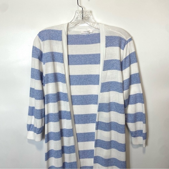 Talbots Blue Striped Sweater Cardigan Duster MP - Picture 4 of 12